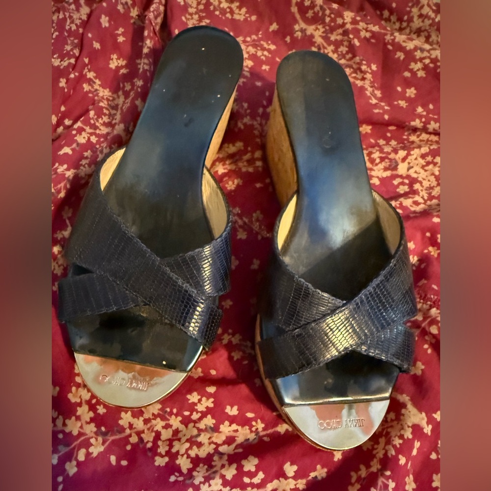 Jimmy Choo Black Wedge Shoes Classic Design